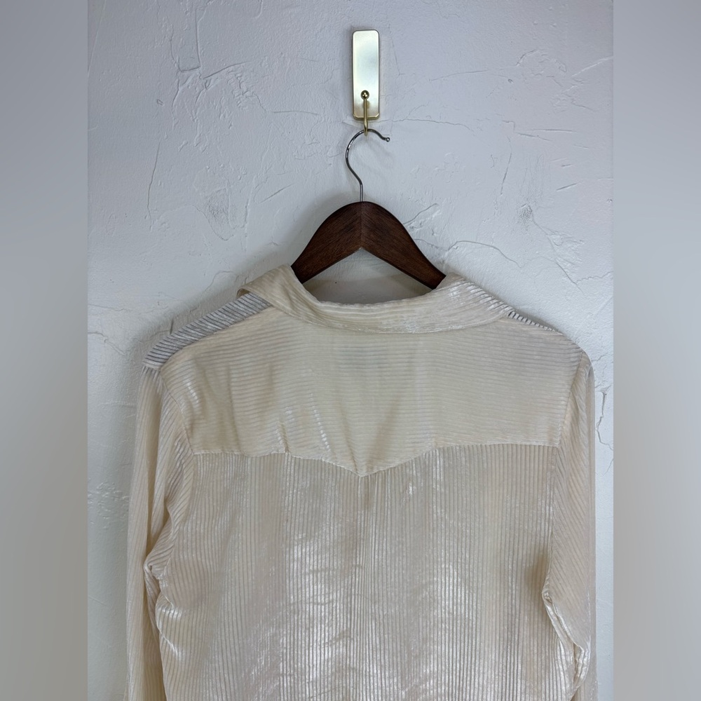 OFFICINE GENERALE $515 Designer Velvet Silk Corduroy Shirt Blouse Top Button Up - Picture 12 of 15